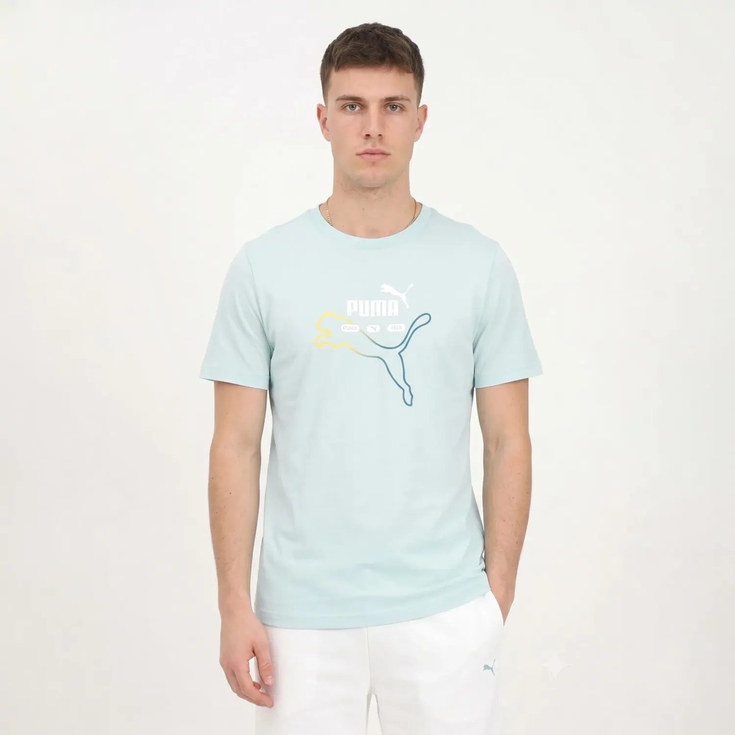 Puma Polo Puma Deportivo Hombre Ess Logo Lab Summer Tee color celeste | Platanitos