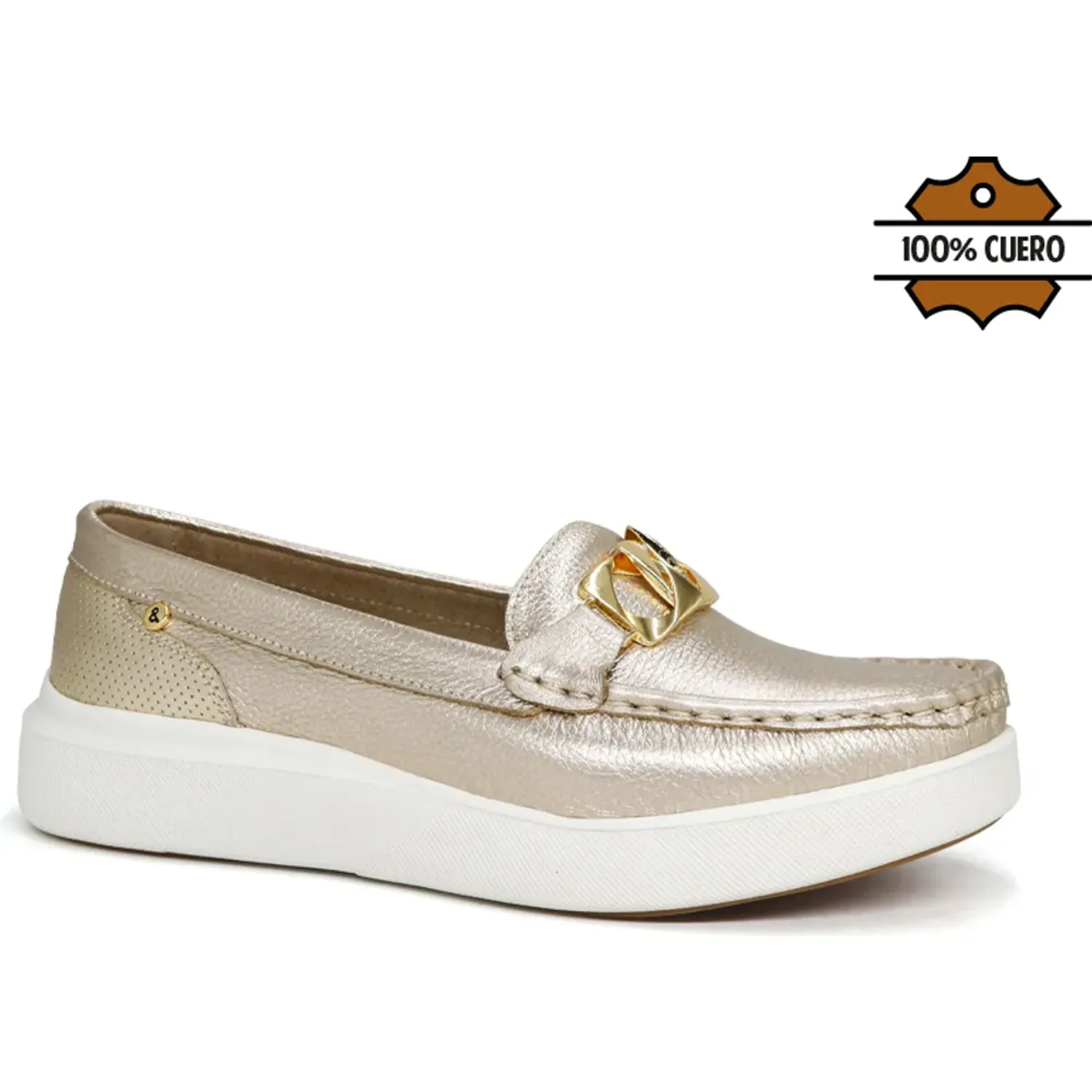 Mocasin Par&Ss Casual De Cuero Mujer Ceda-Ka26q3 color dorado | Platanitos