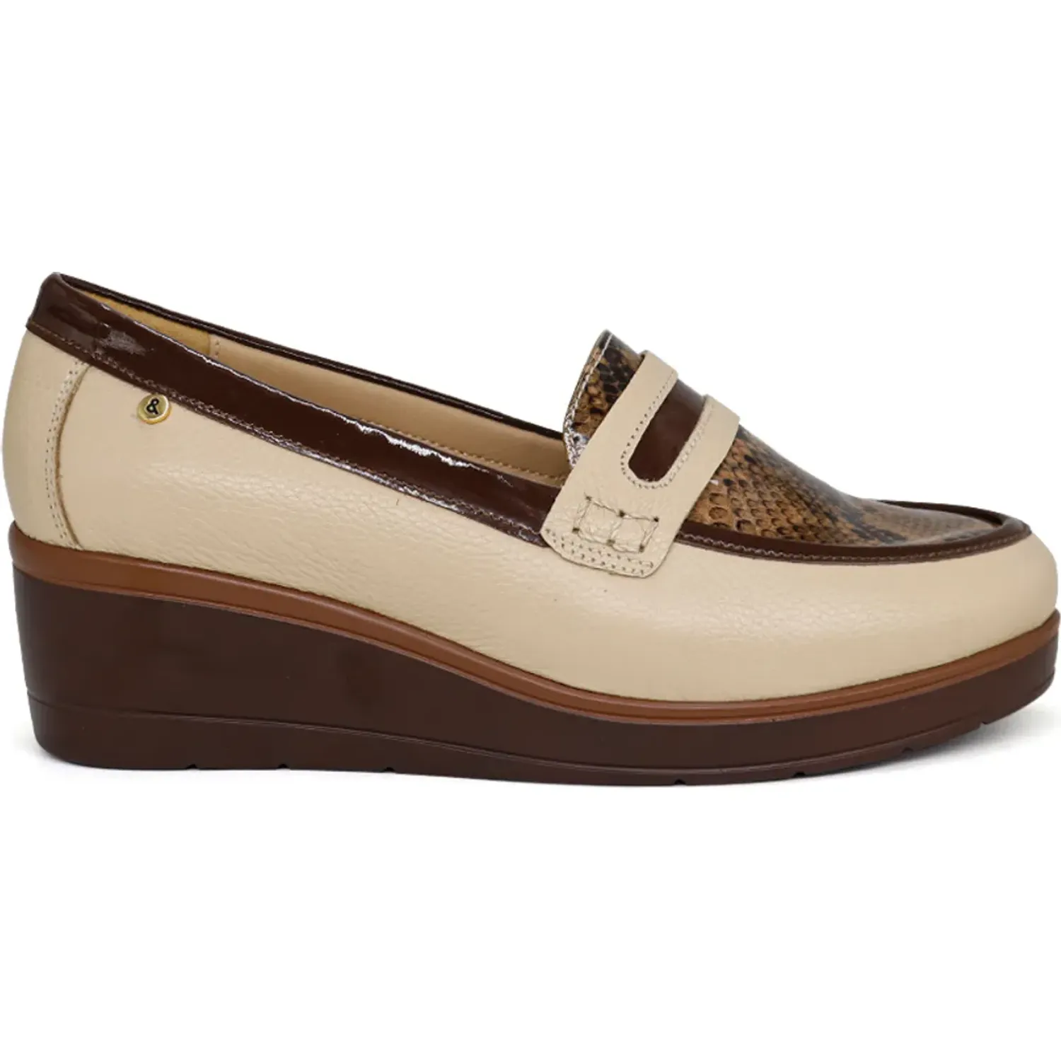 Mocasin Par&Ss Casual De Cuero Mujer 2681-Ka26q3 color hueso/marron | Platanitos