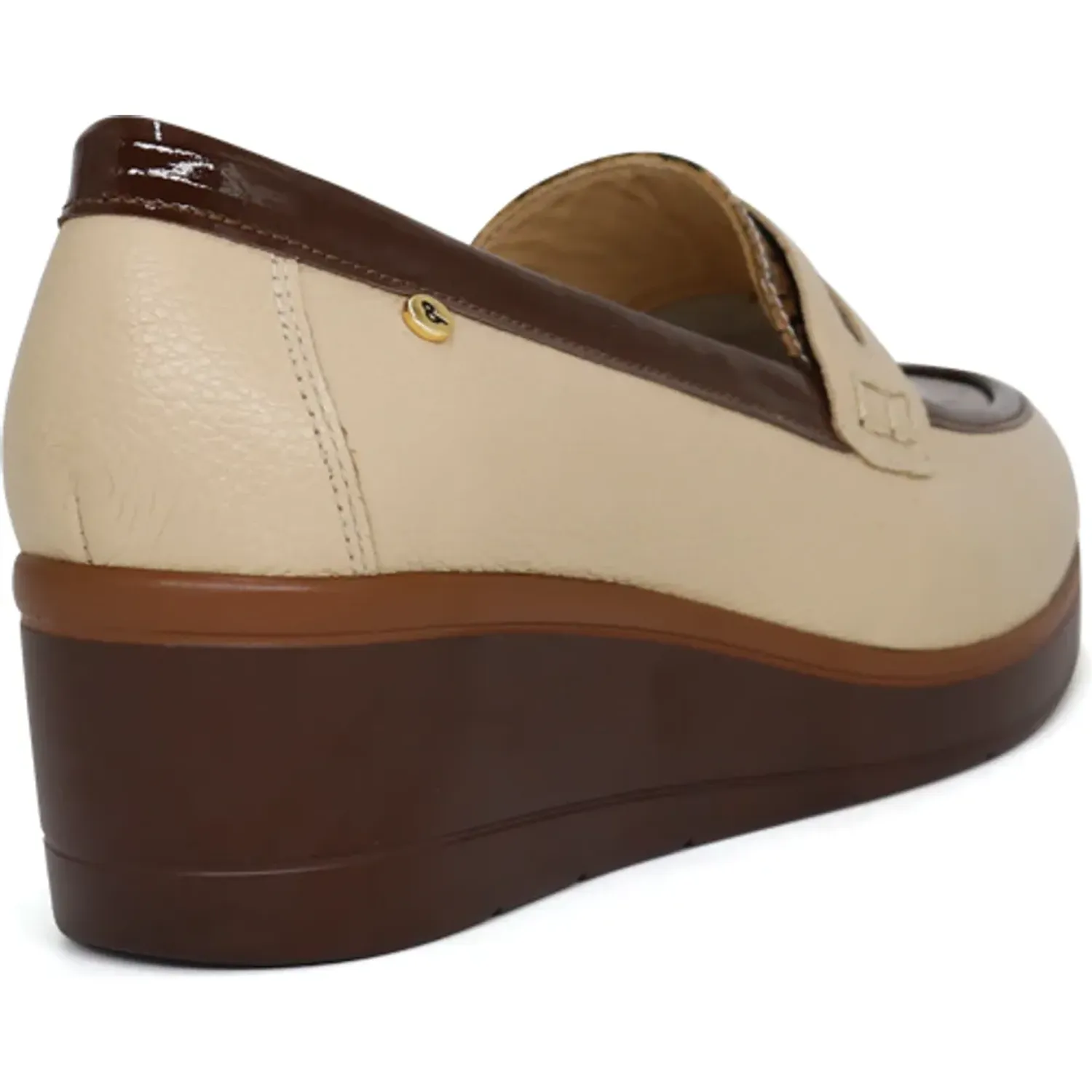 Mocasin Par&Ss Casual De Cuero Mujer 2681-Ka26q3 color hueso/marron | Platanitos