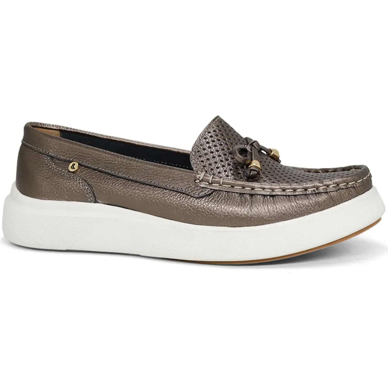 Mocasin Par&Ss Casual De Cuero Mujer Cedan-Ka26q1-P color plateado | Platanitos