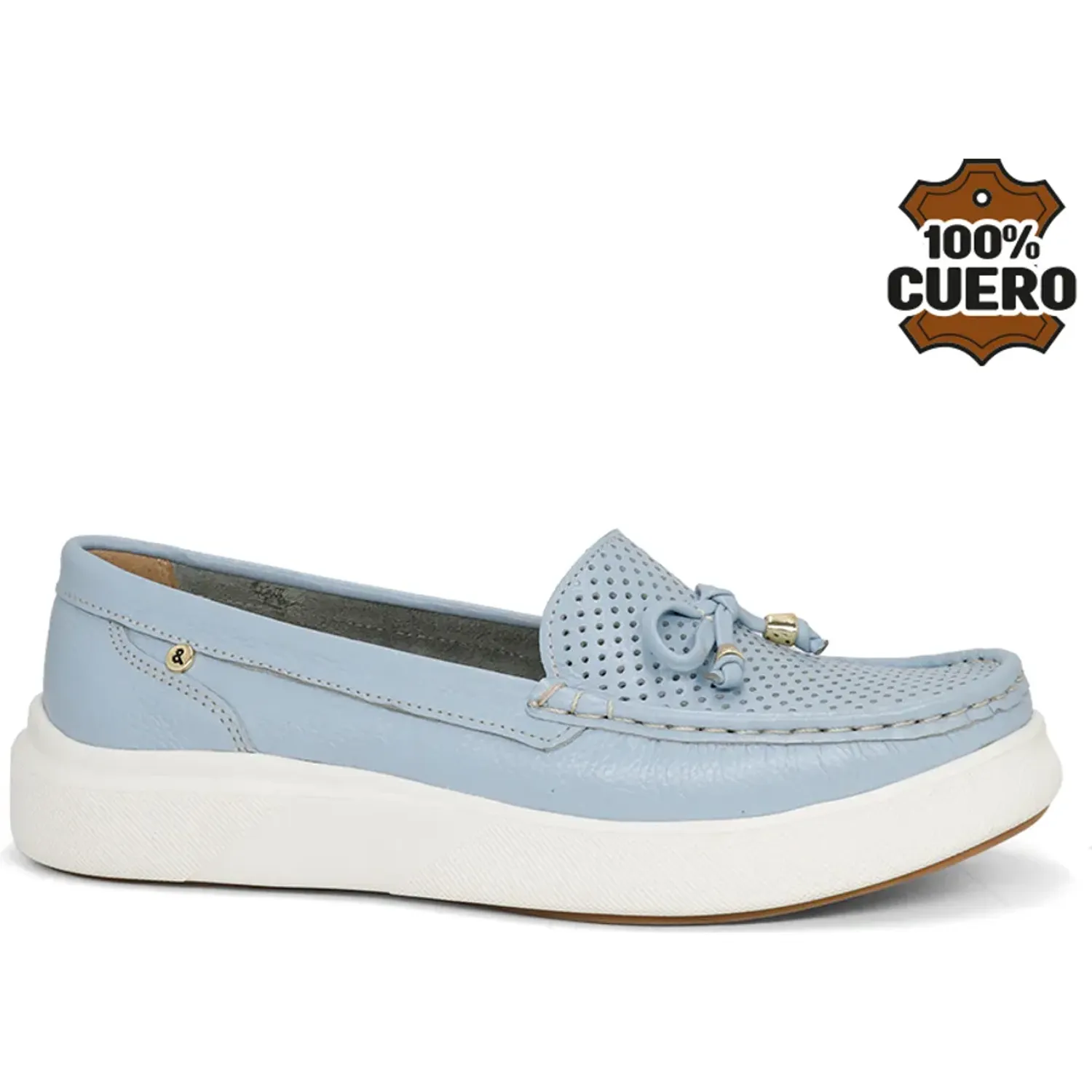 PAR&SS Mocasin Par&Ss Casual De Cuero Mujer Cedan-Ka26q1-C color celeste | Platanitos