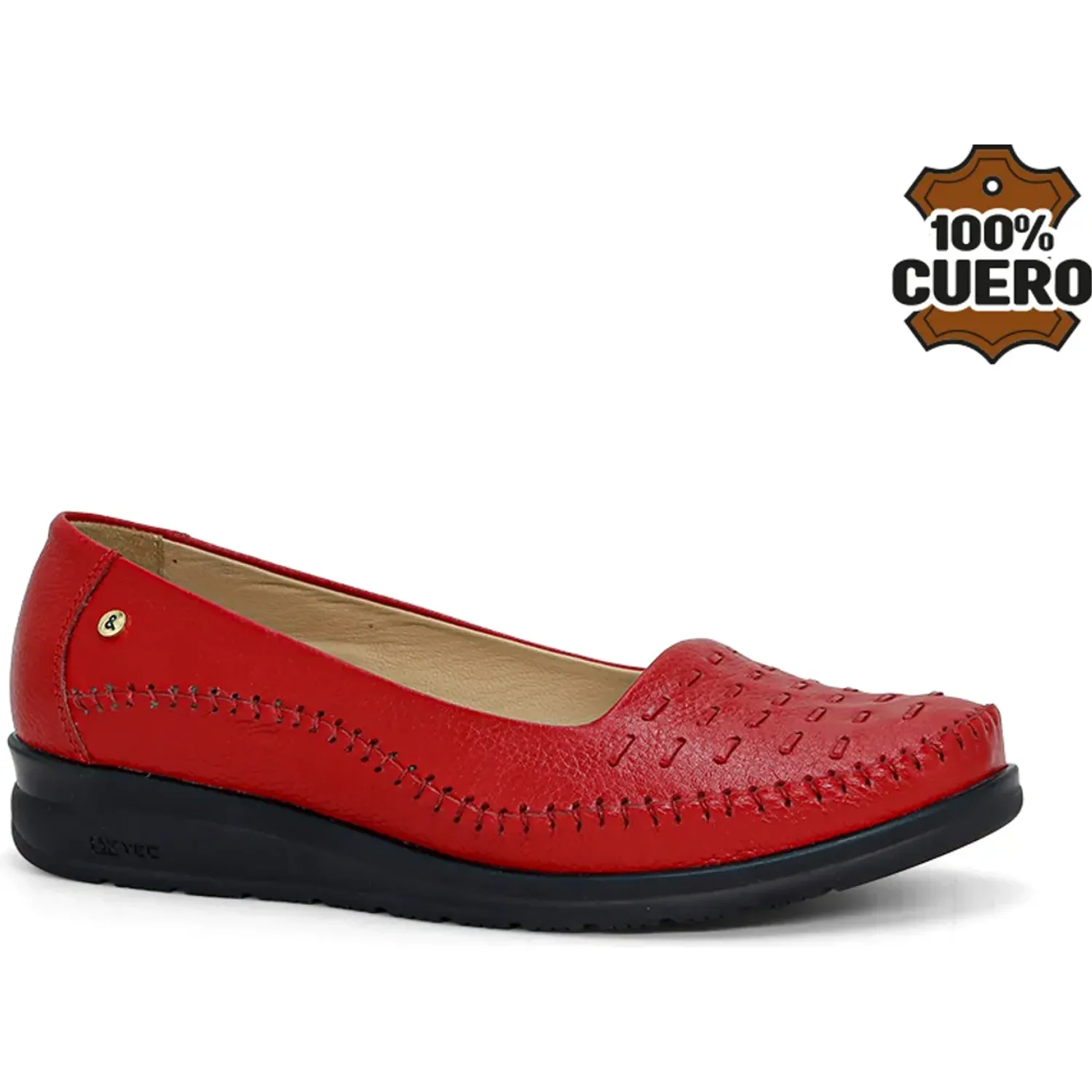 PAR&SS Mocasin Par&Ss Casual De Cuero Mujer 2622-Ka26q1-R color rojo | Platanitos
