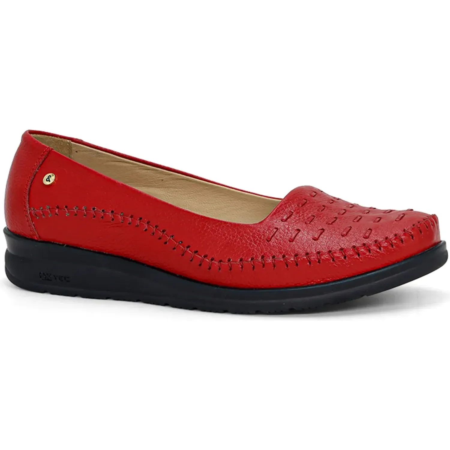 PAR&SS Mocasin Par&Ss Casual De Cuero Mujer 2622-Ka26q1-R color rojo | Platanitos