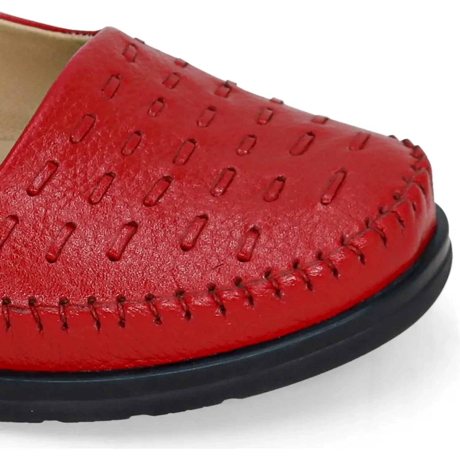 PAR&SS Mocasin Par&Ss Casual De Cuero Mujer 2622-Ka26q1-R color rojo | Platanitos