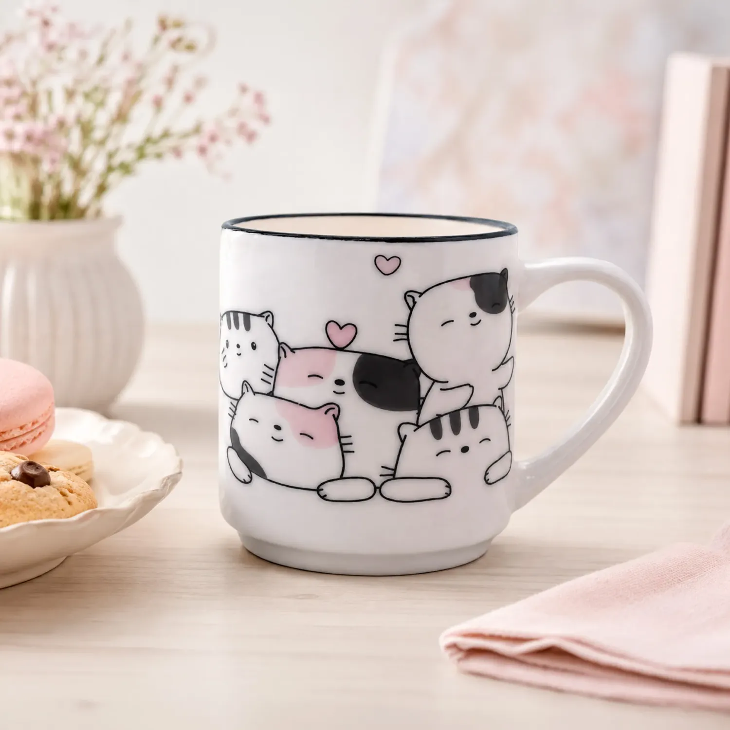 Taza Ichimatsu De Porcelana Diseño Gatos 10 Oz color varios | Platanitos