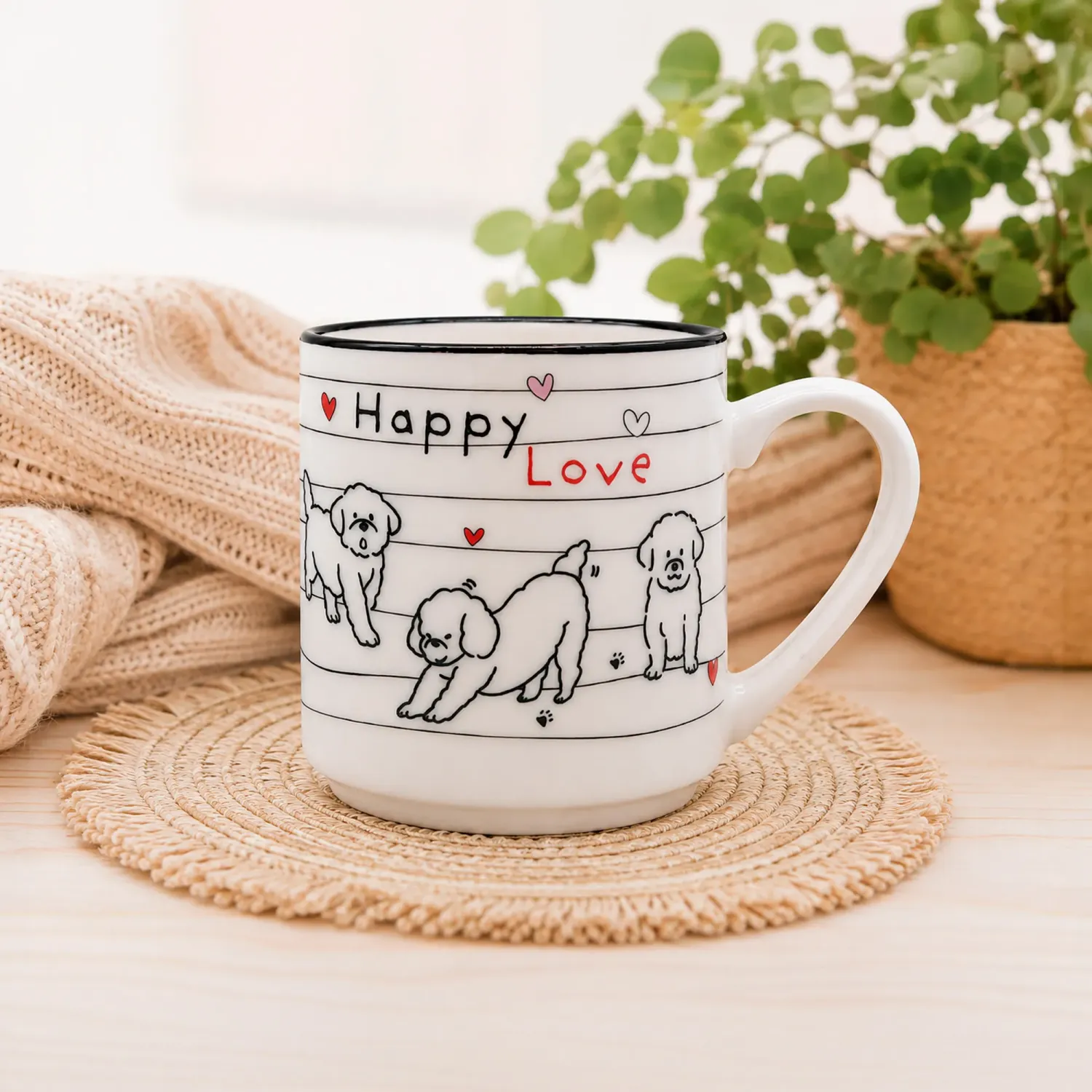 Taza Ichimatsu De Porcelana Diseño Perros 10 Oz color varios | Platanitos