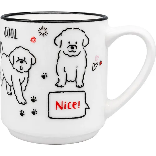 ICHIMATSU Taza De Porcelana Diseño Perros 10 Oz