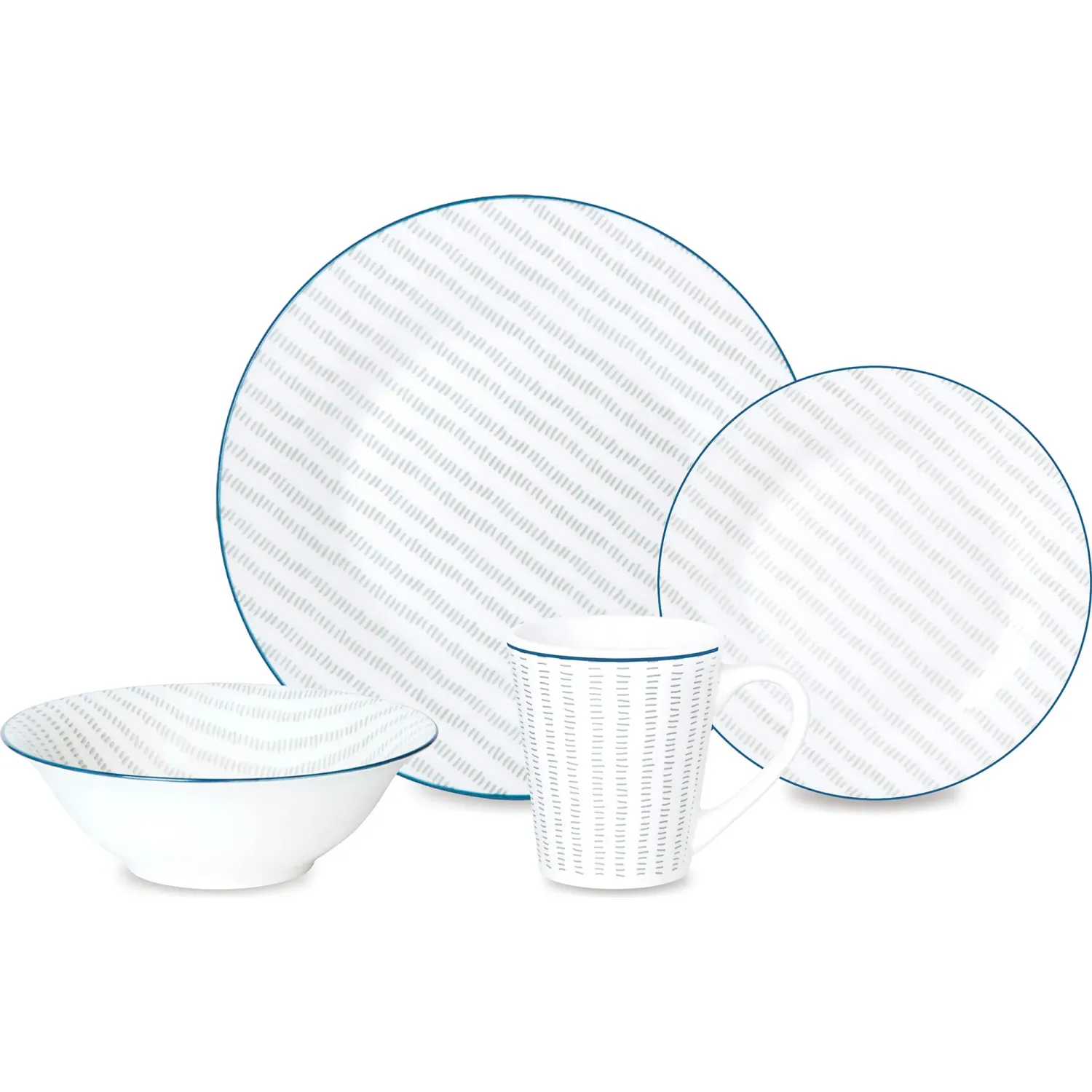 ICHIMATSU Juego Ichimatsu De Vajilla De Porcelana X 16 Piezas Modelo Alba color blanco / azul | Platanitos