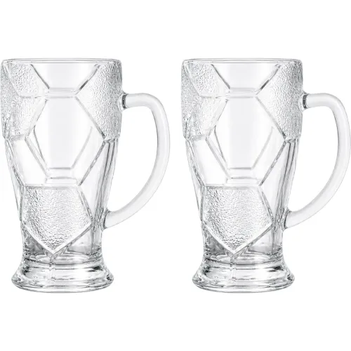ICHIMATSU Juego X  2 Jarros Cerveceros De Vidrio 600 Ml Diseño Futbol