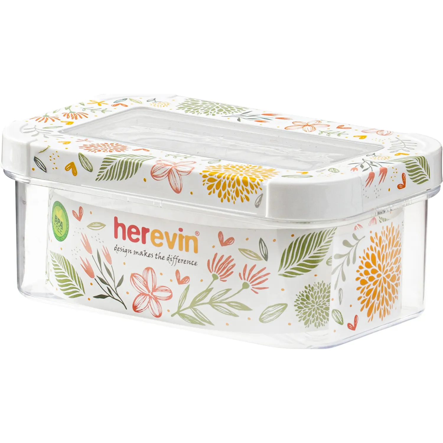 HEREVIN Frasco Herevin Almacenador Rectangular De 600 Ml color blanco | Platanitos