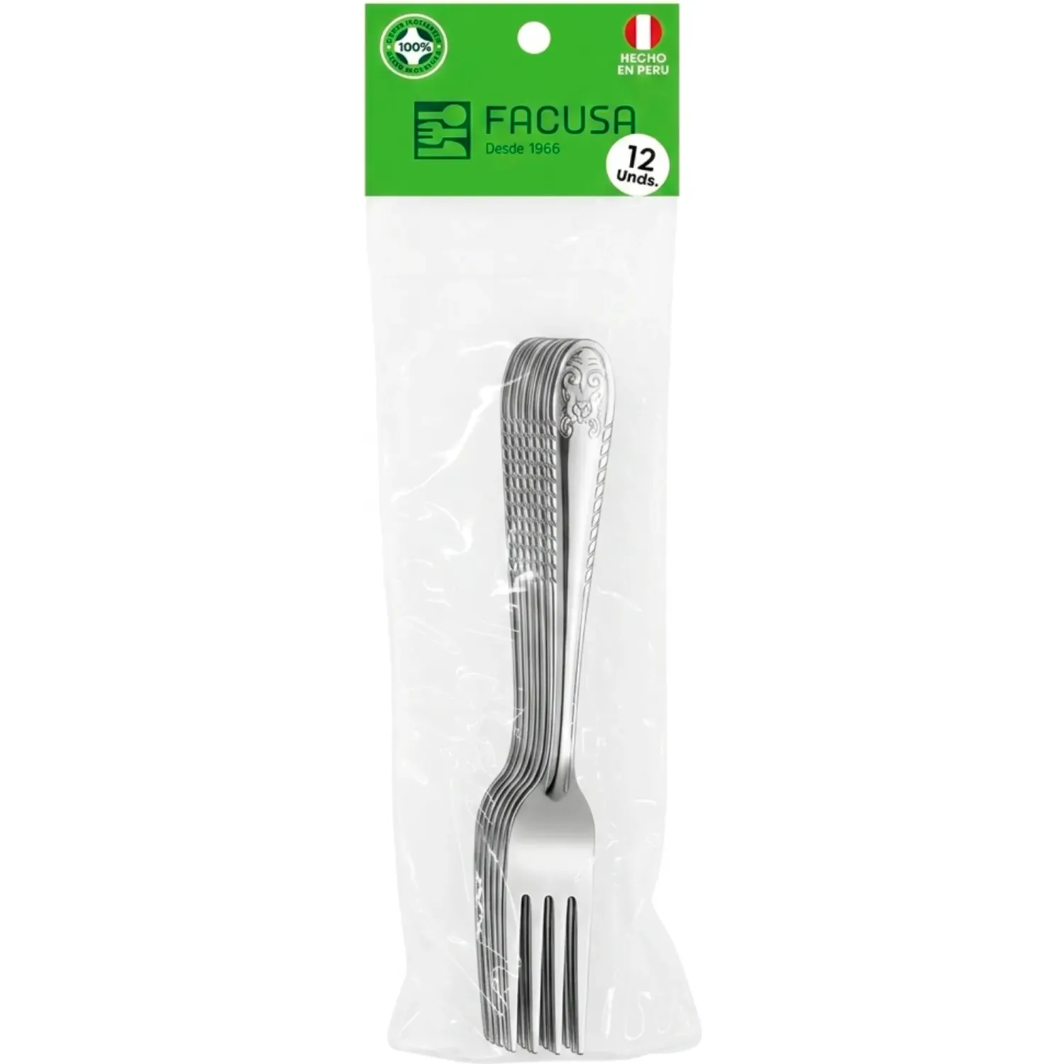 FACUSA Juego Facusa X 12 Tenedor De Mesa Modelo 10 color plateado | Platanitos