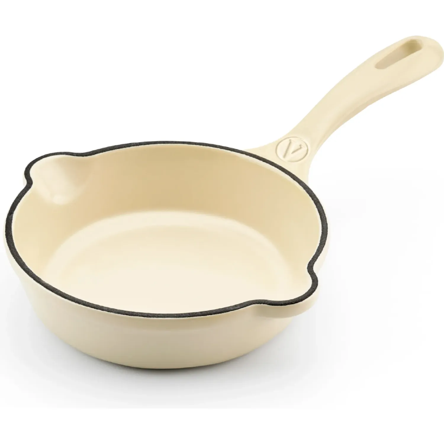 Sarten Victoria De Hierro Fundido Esmaltado Linea Sable 14 Cm color crema | Platanitos