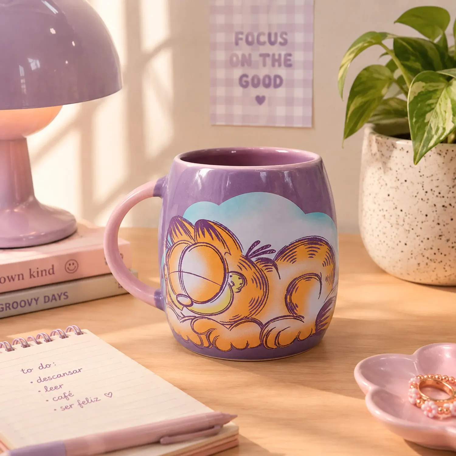 Taza Ichimatsu Diseño Garfield De 400 Ml color lila | Platanitos