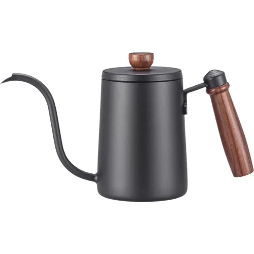 ICHIMATSU Teterita Cuello De Cisne Negro Con Mango De Madera 600 Ml