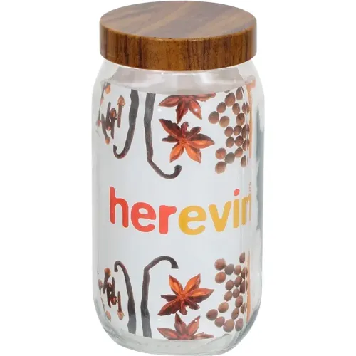 HEREVIN Frasco De Vidro Tapa Efecto Madera 1 Lt
