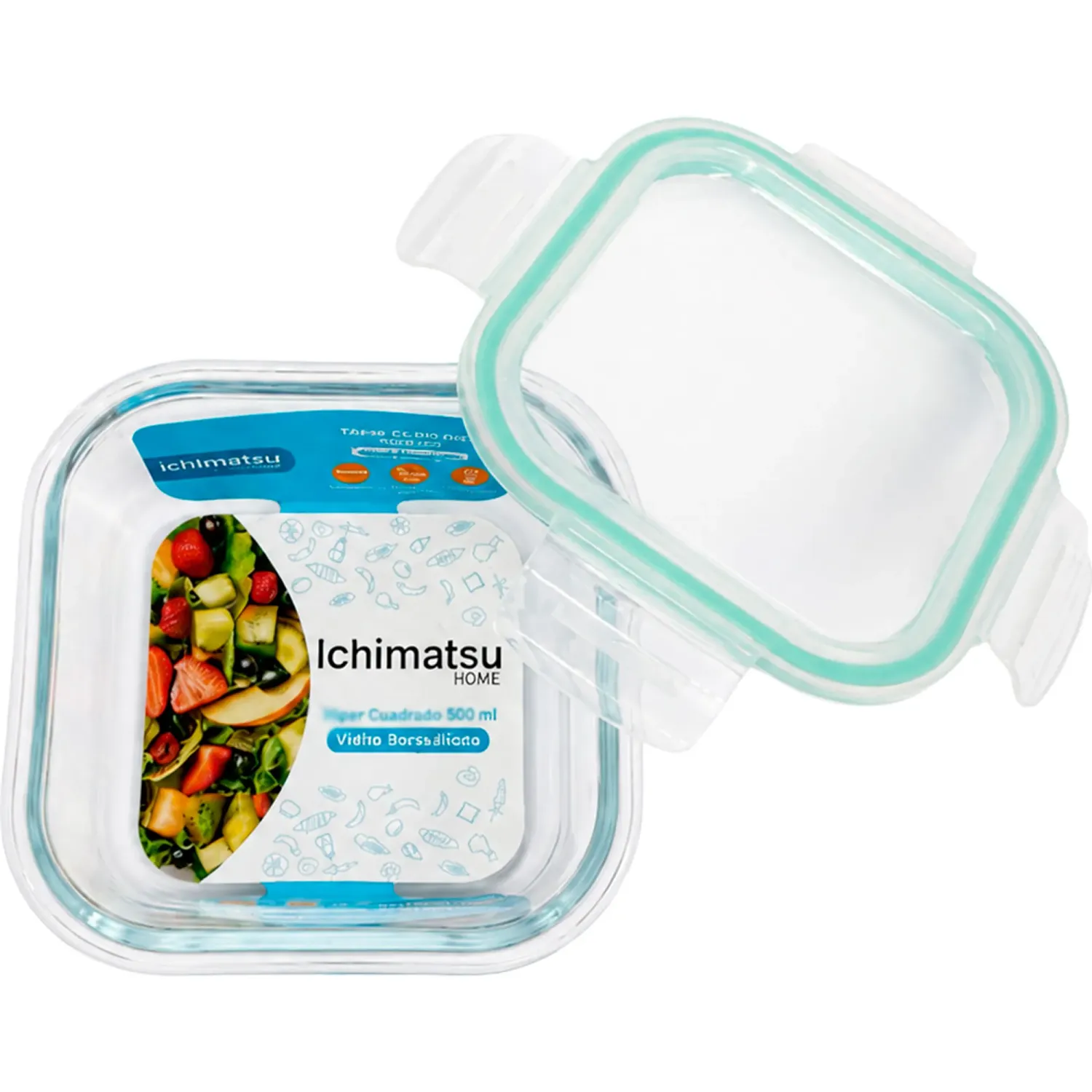 Taper Ichimatsu Cuadrado De Vidrio Refractario 500 Ml color varios | Platanitos