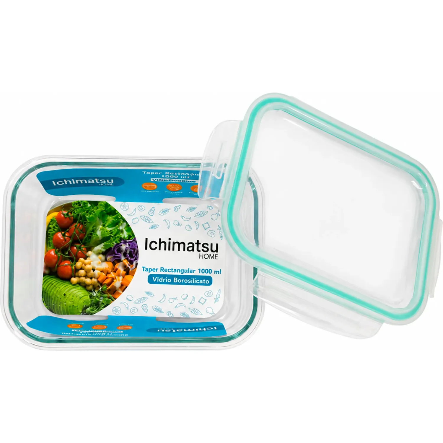 Taper Ichimatsu Rectangular De Vidrio Refractario 1000 Ml color varios | Platanitos