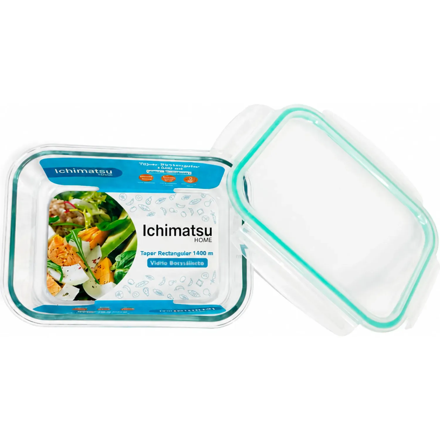 Taper Ichimatsu Rectangular De Vidrio Refractario 1400 Ml color varios | Platanitos