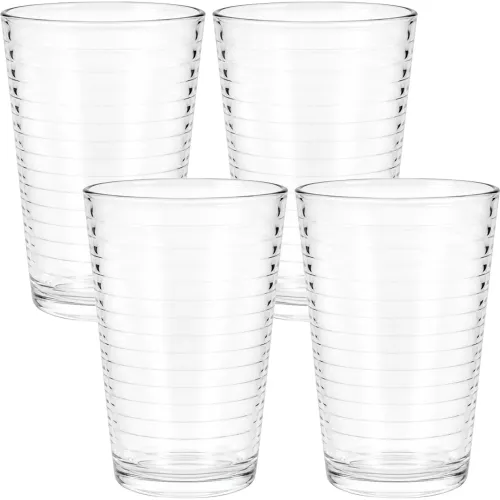 CRISTAR Juego De Vasos De Vidrio Por 4 Piezas Modelo Liso 11.3 Oz