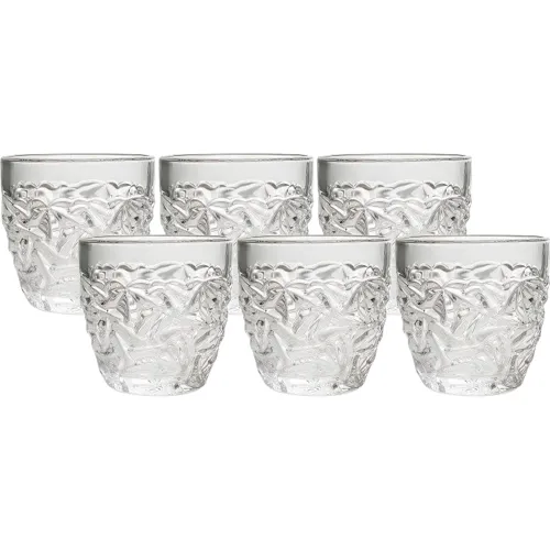 ICHIMATSU Juego De Vasos De Vidrio Labrado Por 6 Piezas Altair 305 Ml