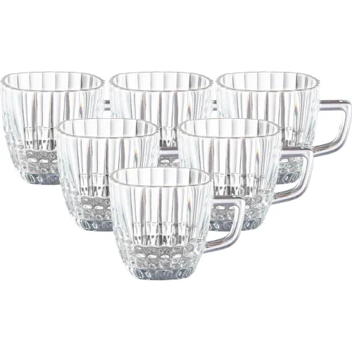 ICHIMATSU Juego De Tazas De Vidrio Por 6 Piezas Rayas 265 Ml