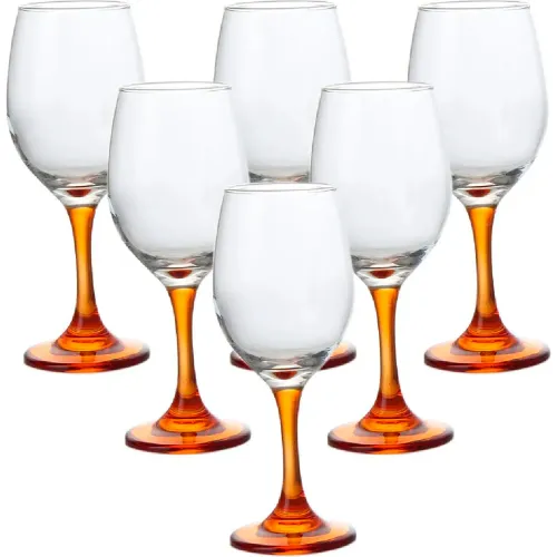 Juego Ichimatsu De Copas De Vidrio Para Agua Caliz Tallo Naranja 420 Ml color varios | Platanitos