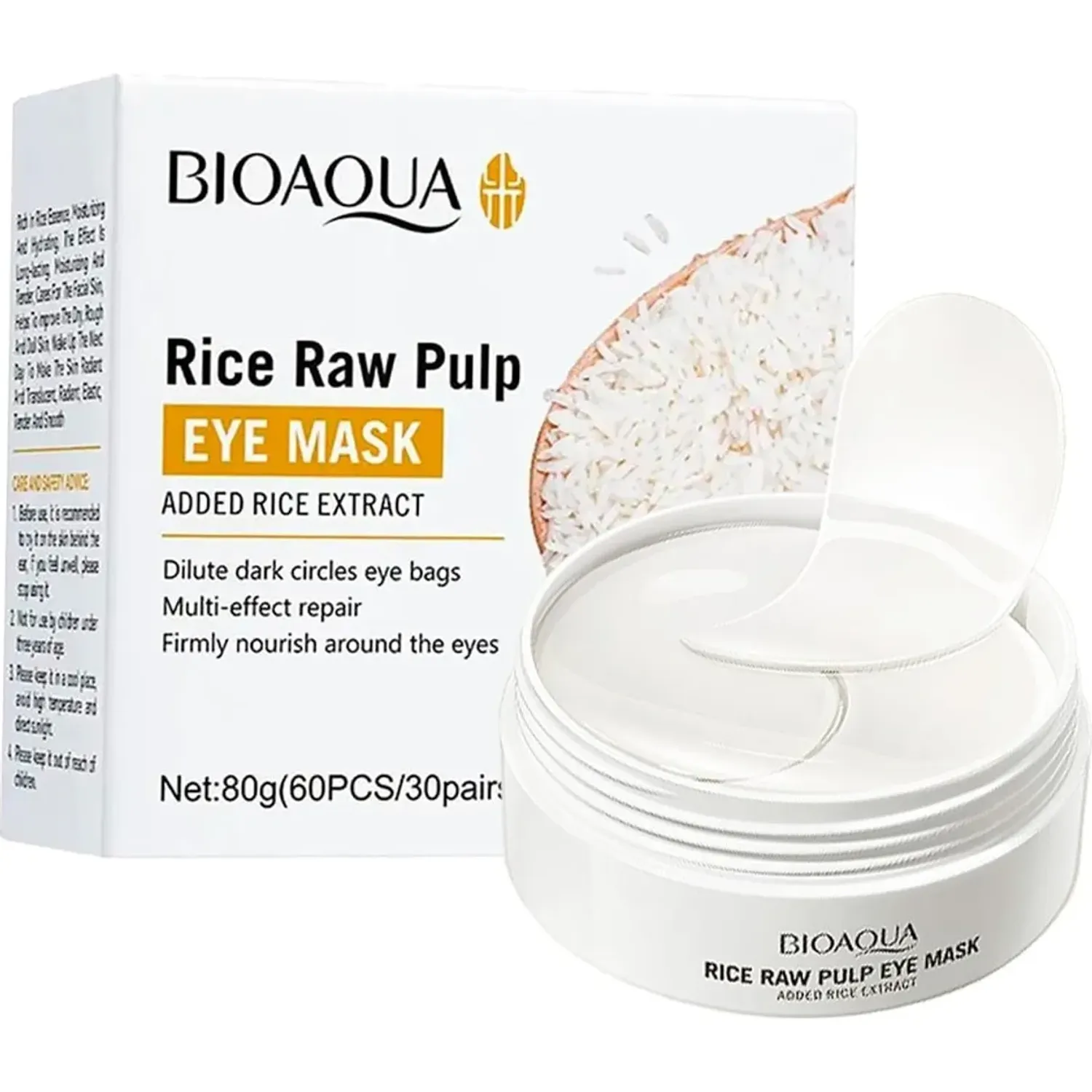 BIOAQUA Parches Bioaqua Para Los Ojos Linea De Arroz 60 Unds color blanco | Platanitos