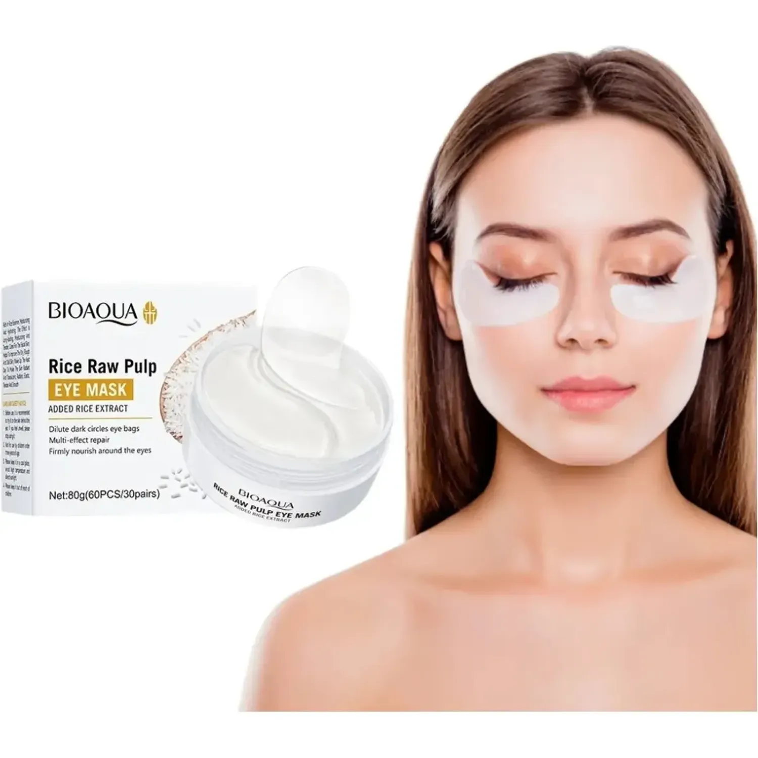 BIOAQUA Parches Bioaqua Para Los Ojos Linea De Arroz 60 Unds color blanco | Platanitos