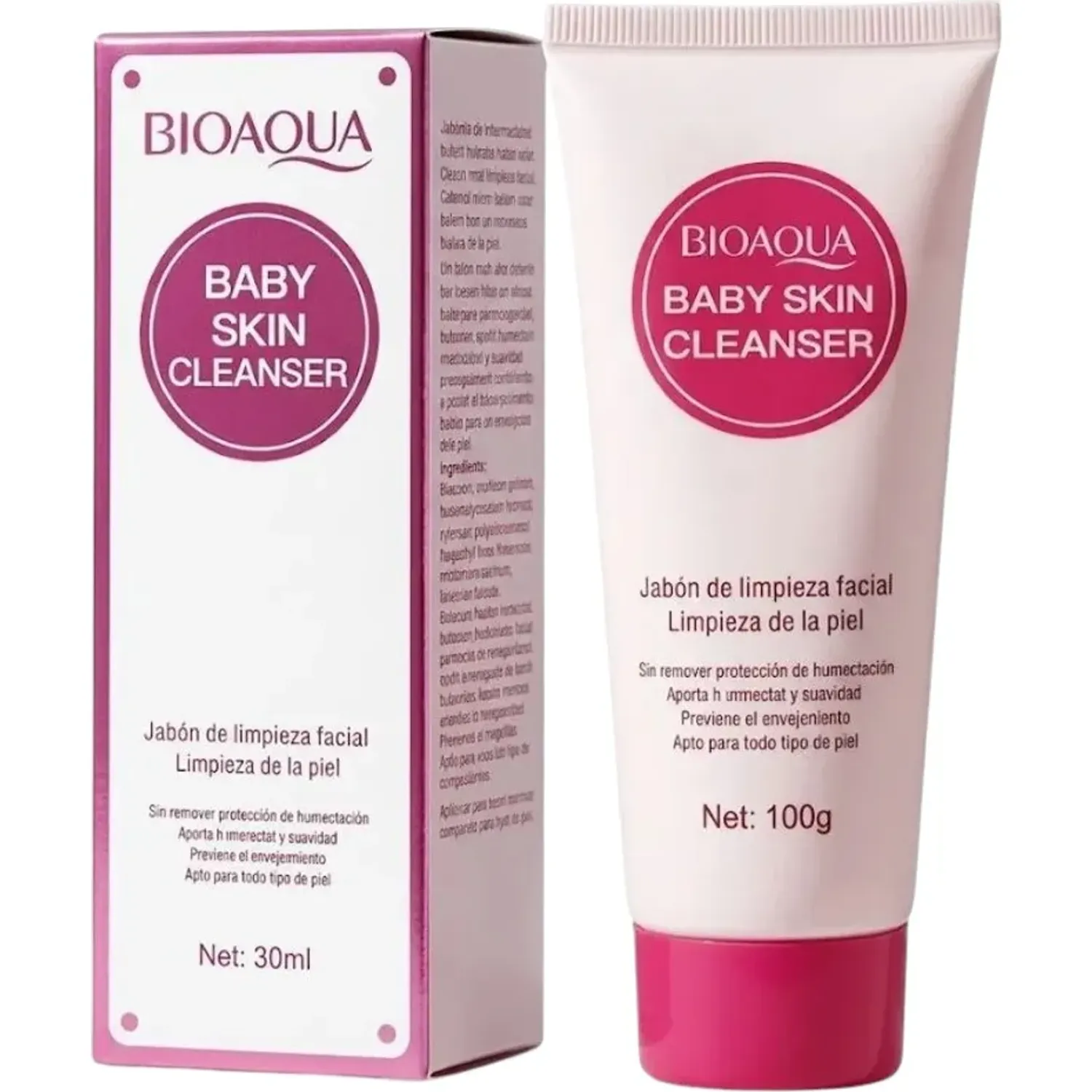 Limpiador Bioaqua Facial Linea Baby Skin color rosado | Platanitos