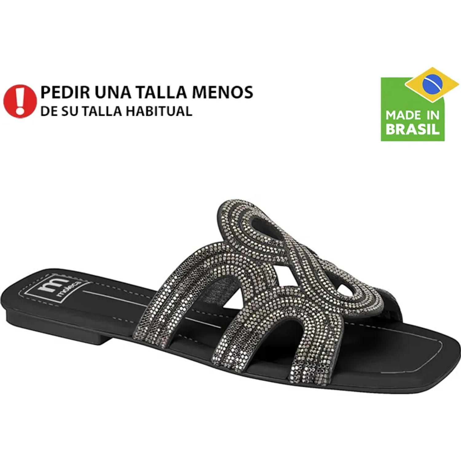 Sandalia Moleca Flat Mujer Cy-54 color negro | Platanitos