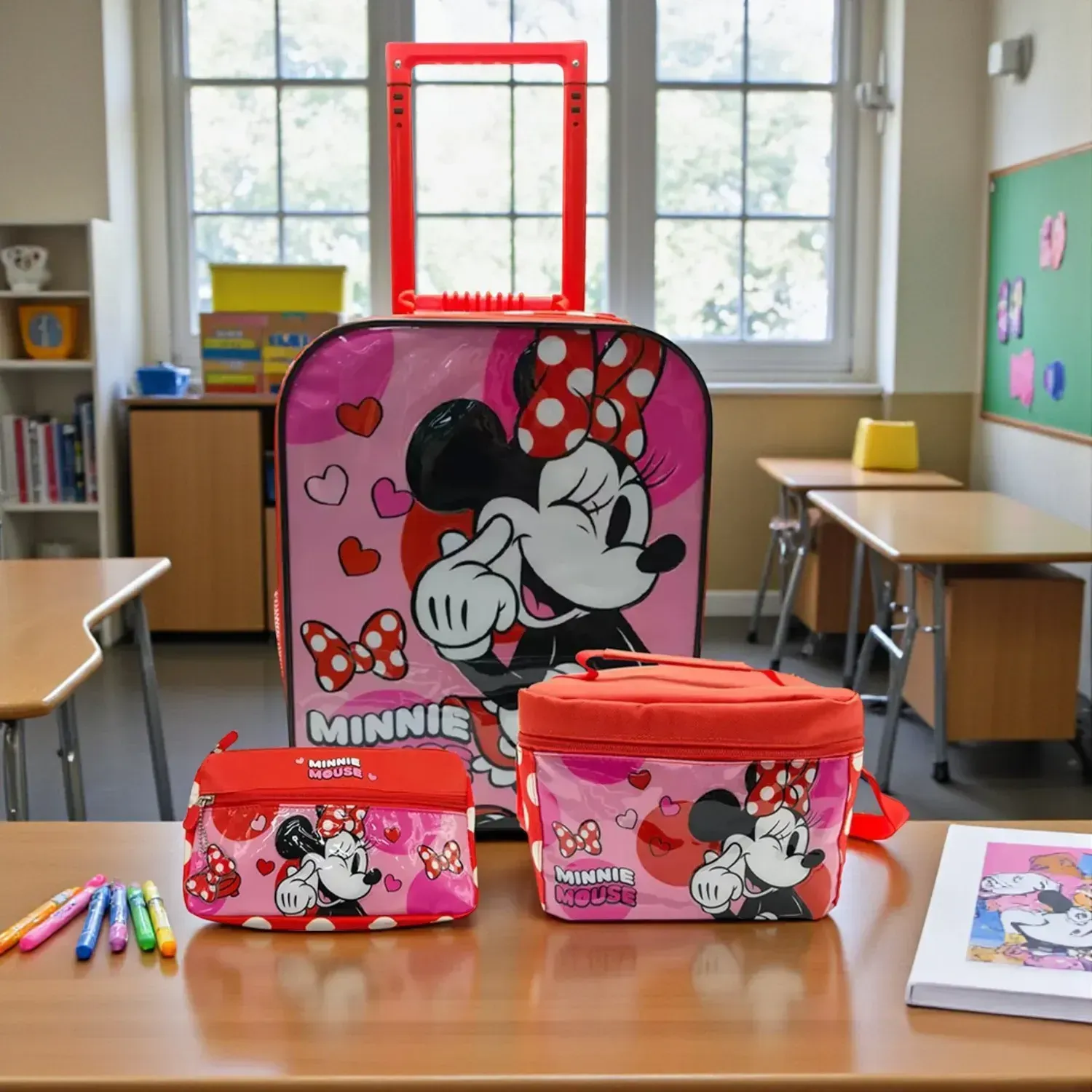 Minnie Set Minnie Mochila Con Ruedas Medium Minnie Coleccion G B26 color rojo / rosado | Platanitos