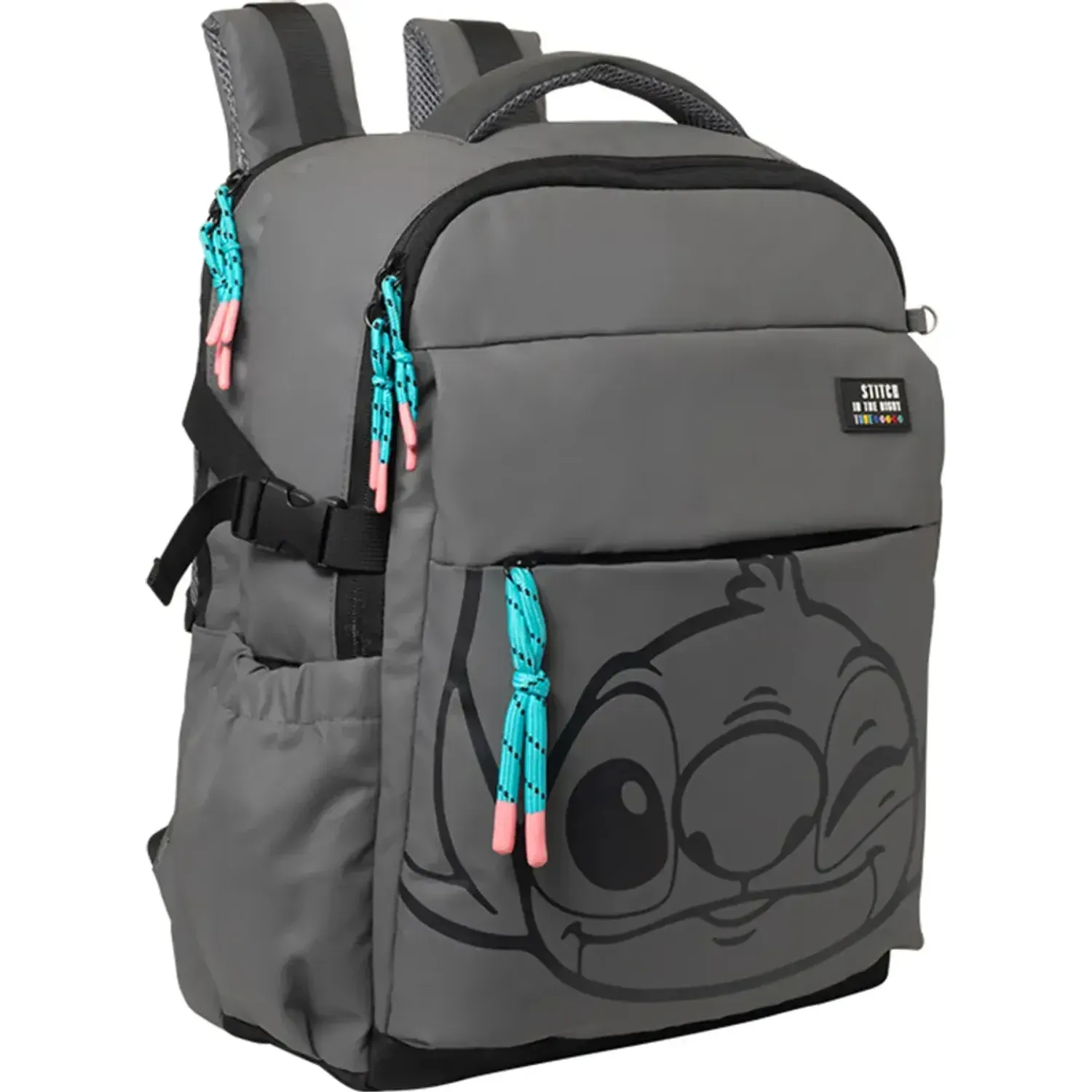Mochila Stitch Student Stitch Drm1017-1 B26 color plomo/celeste | Platanitos
