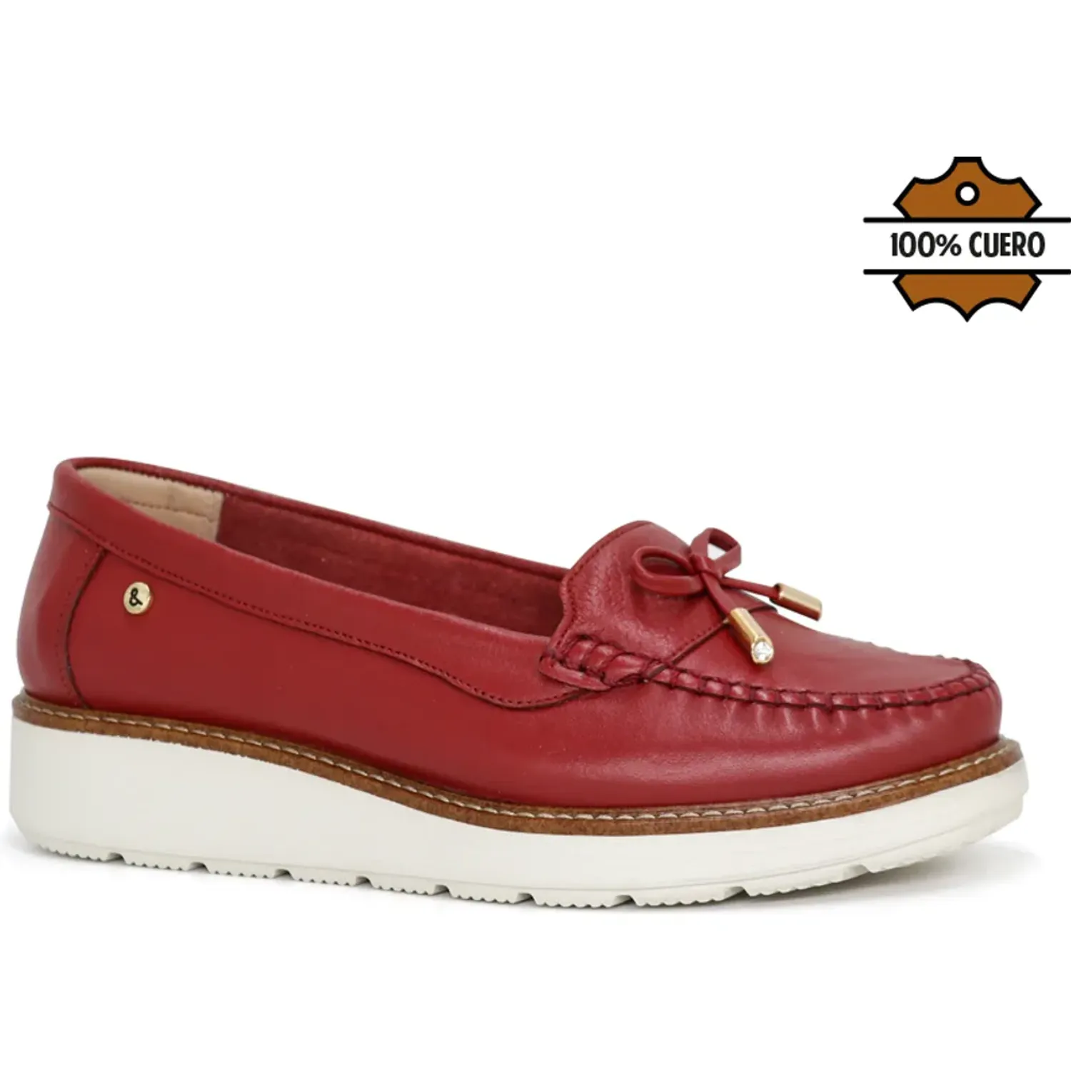 PAR&SS Mocasin Par&Ss Casual De Cuero Para Mujer Ja26q2-Ms860-R color rojo | Platanitos