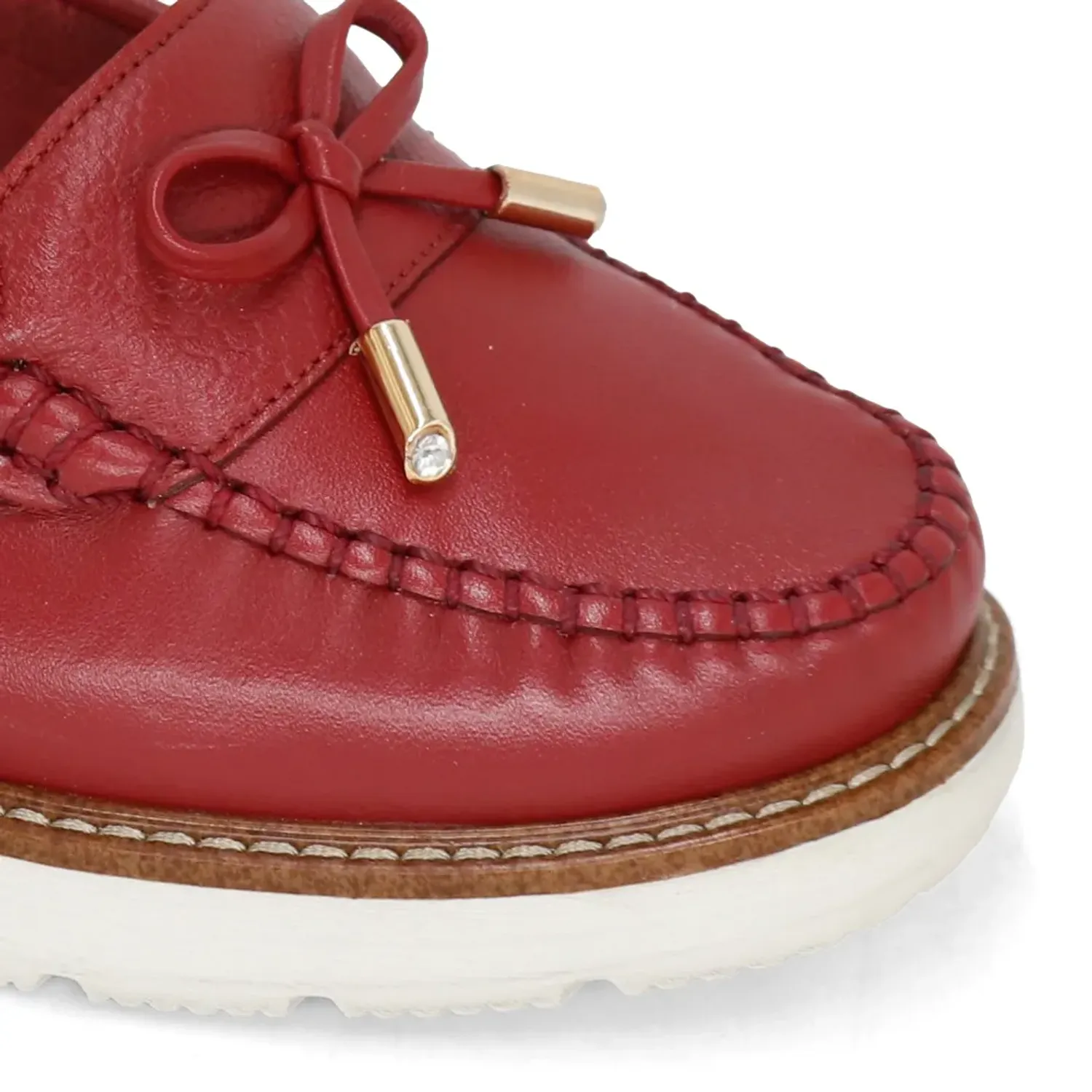 PAR&SS Mocasin Par&Ss Casual De Cuero Para Mujer Ja26q2-Ms860-R color rojo | Platanitos