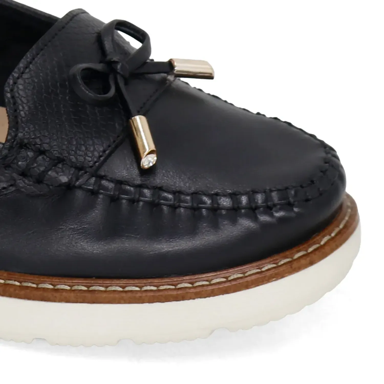PAR&SS Mocasin Par&Ss Casual De Cuero Para Mujer Ja26q2-Ms860-N color negro | Platanitos