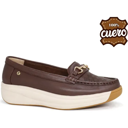 PAR&SS Mocasin Casual De Cuero Para Mujer Ja26q2-Ms861