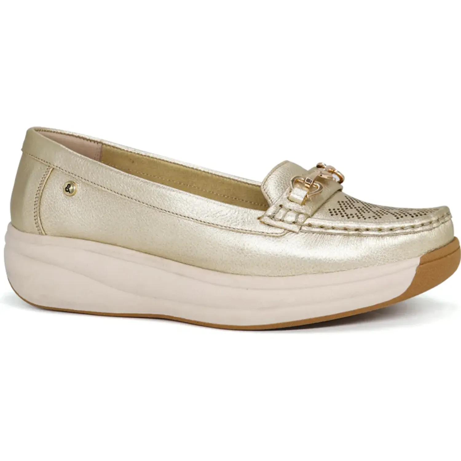 PAR&SS Mocasin Par&Ss Casual De Cuero Para Mujer Ja26q2-Ms861-D color dorado | Platanitos