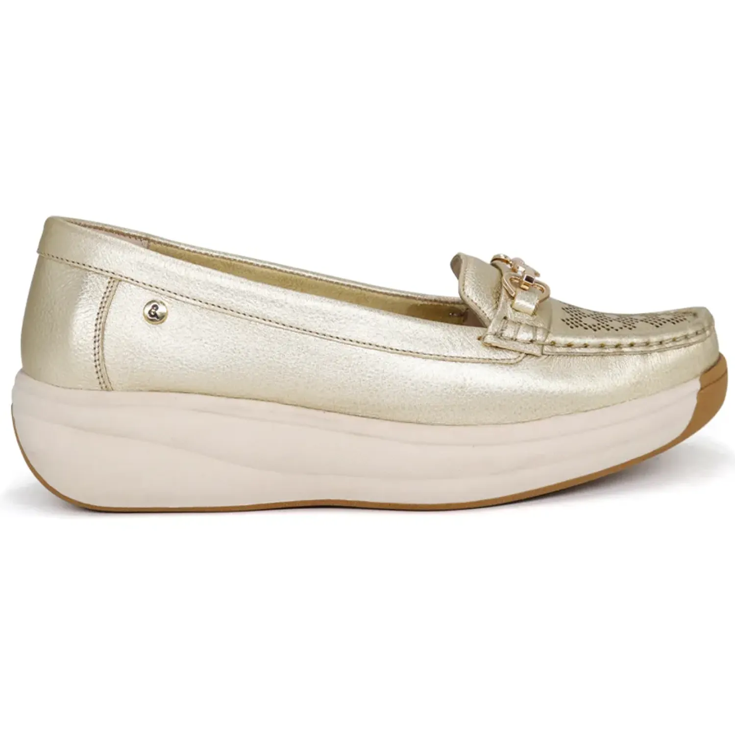 PAR&SS Mocasin Par&Ss Casual De Cuero Para Mujer Ja26q2-Ms861-D color dorado | Platanitos