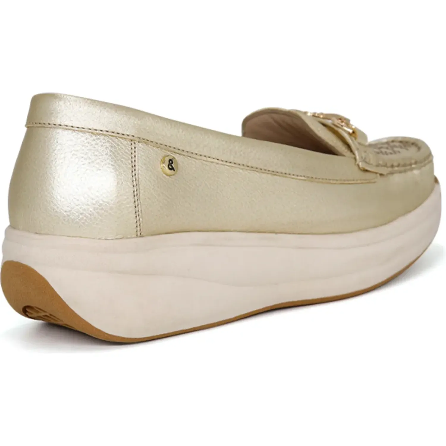 PAR&SS Mocasin Par&Ss Casual De Cuero Para Mujer Ja26q2-Ms861-D color dorado | Platanitos