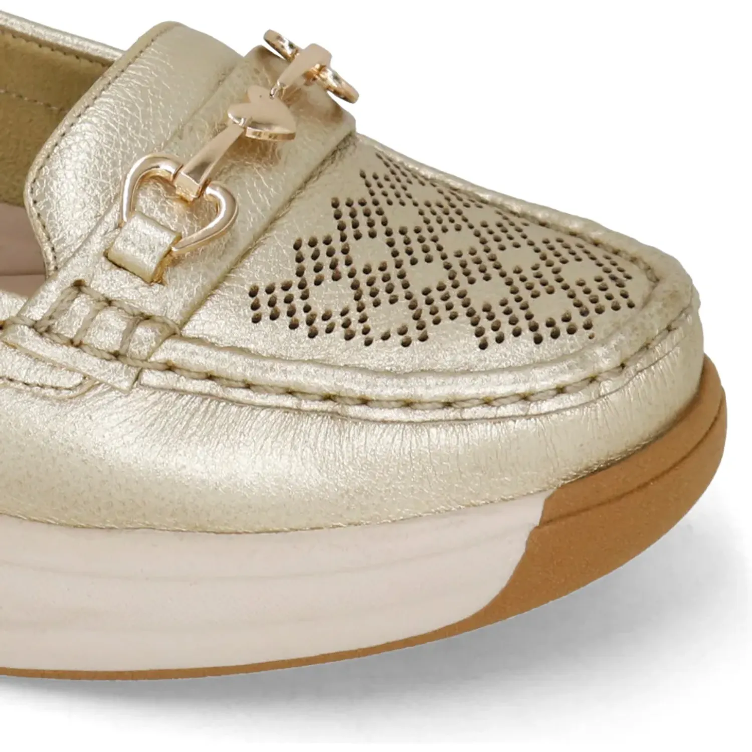 PAR&SS Mocasin Par&Ss Casual De Cuero Para Mujer Ja26q2-Ms861-D color dorado | Platanitos