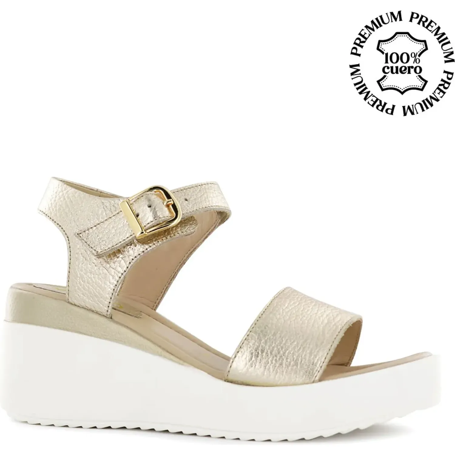 Sandalias Ecco Cuña Baja Mujer Jaspe03 color dorado | Platanitos
