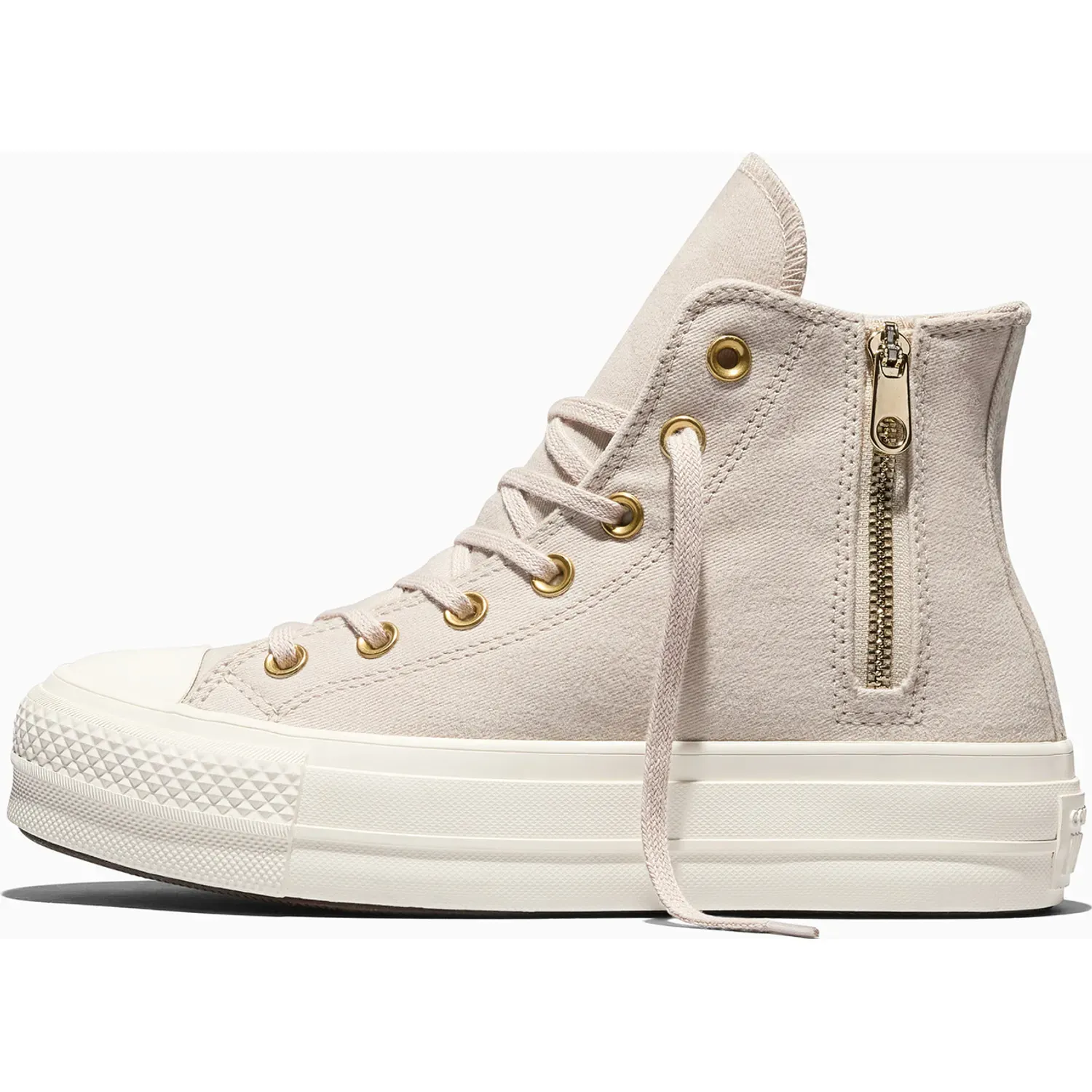 Zapatillas Converse Urbanas Mujer Chuck Taylor All Star Platform Lift Zippers color crema | Platanitos