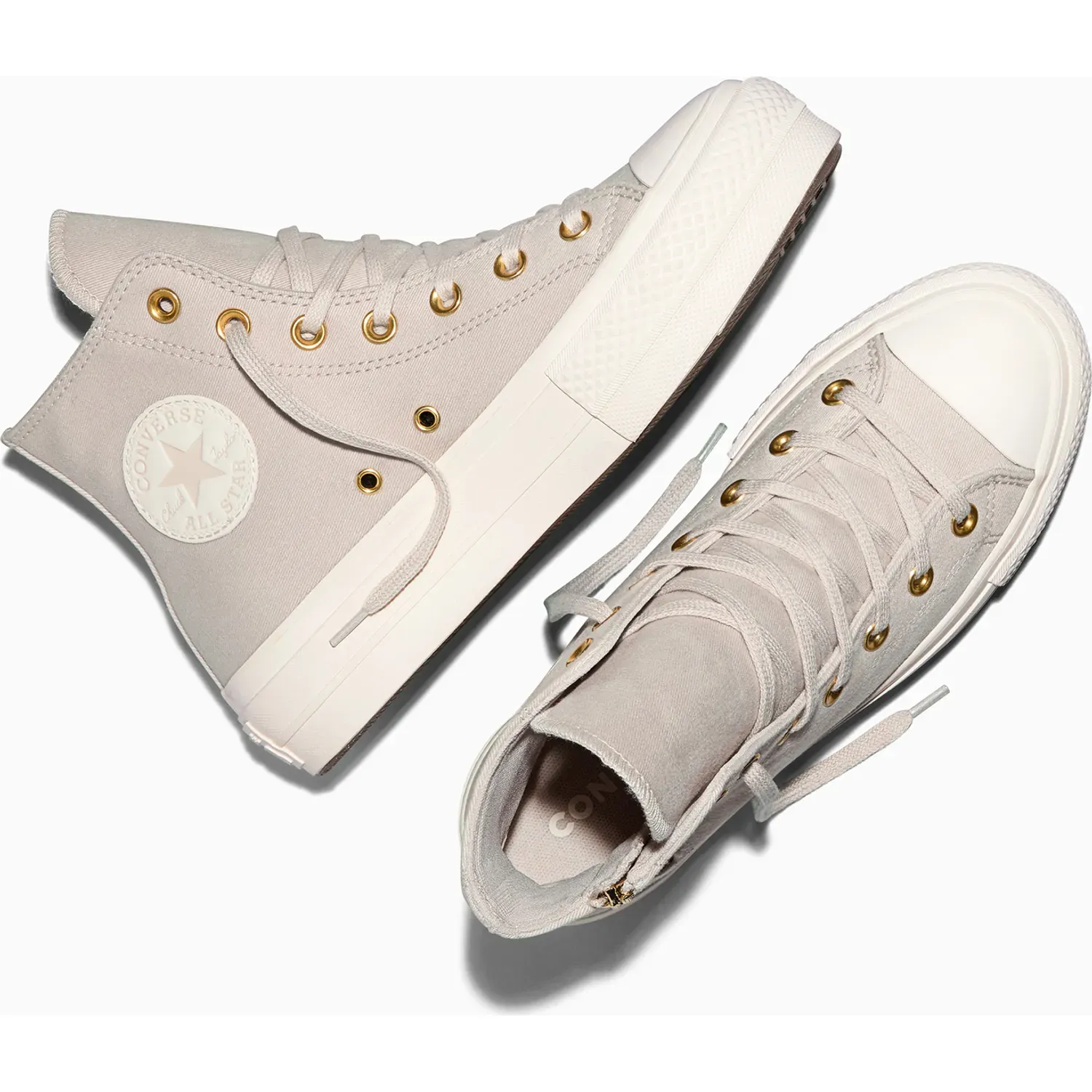 Zapatillas Converse Urbanas Mujer Chuck Taylor All Star Platform Lift Zippers color crema | Platanitos