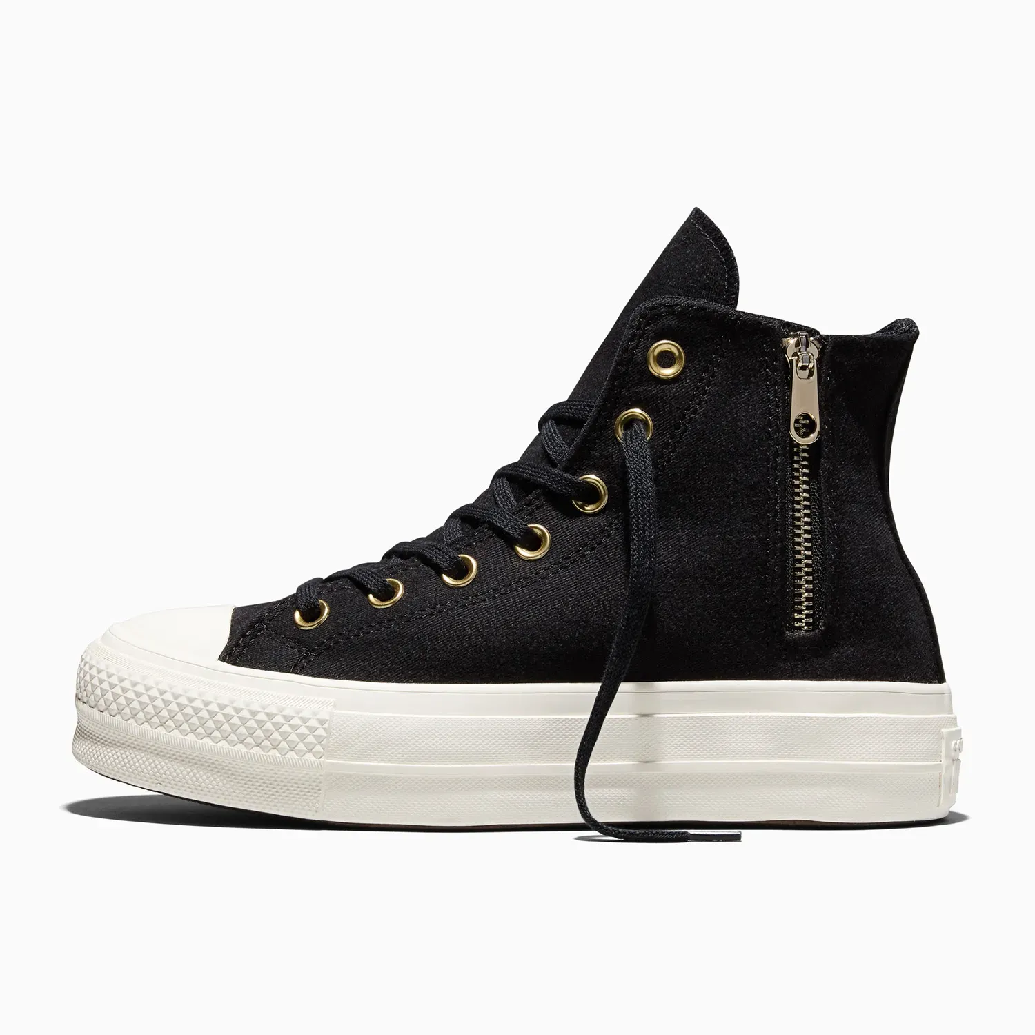 Zapatillas Converse Urbanas Mujer Chuck Taylor All Star Platform Lift Zippers color negro | Platanitos