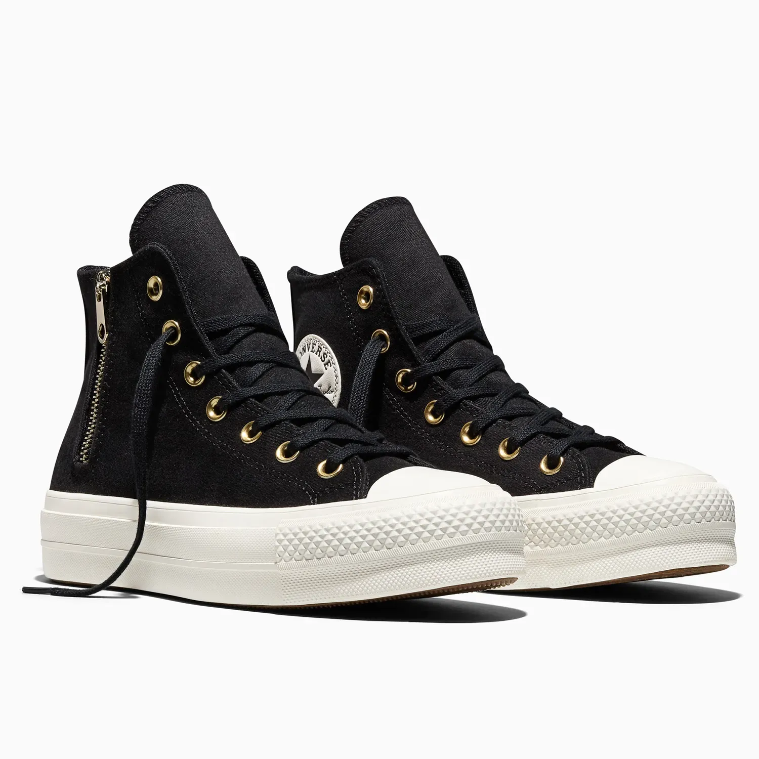 Zapatillas Converse Urbanas Mujer Chuck Taylor All Star Platform Lift Zippers color negro | Platanitos