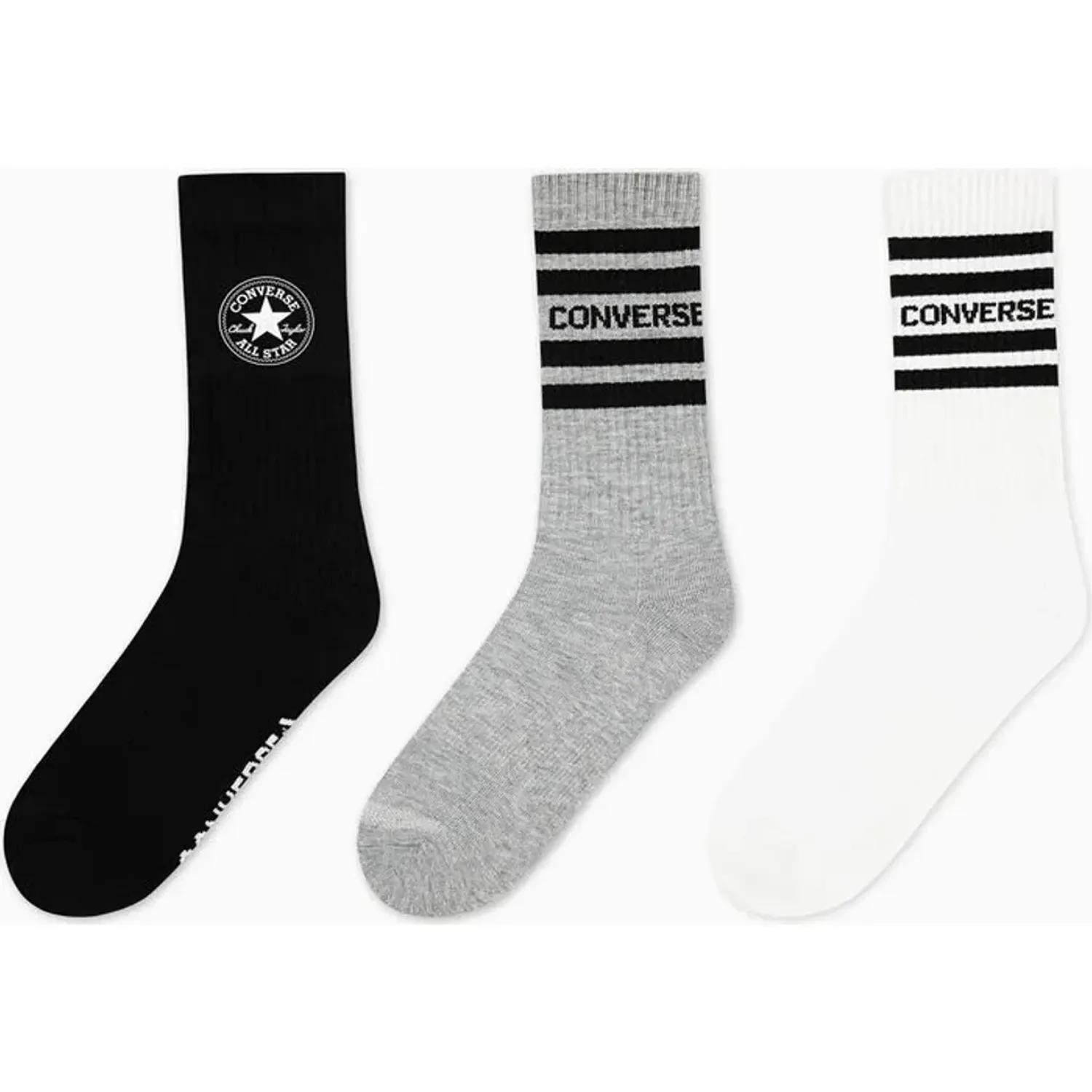 Pack Converse De Medias Deportivas X3unds Mn Chuck Patch 3pk Crew color negro / blanco | Platanitos