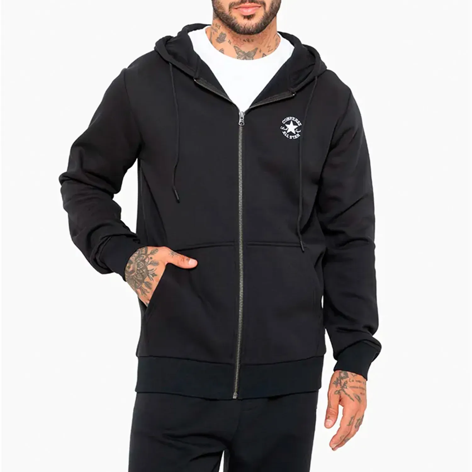 Casaca Converse Deportiva Hombre Fz Small Chuck Patch color negro | Platanitos