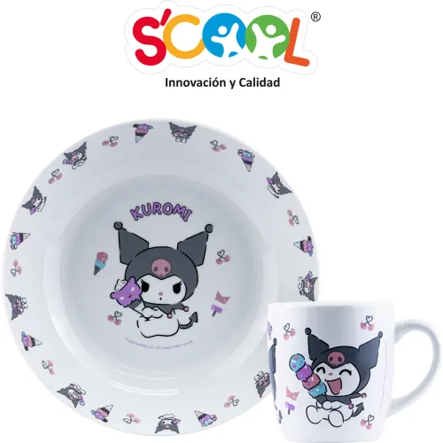 KUROMI Set Ceramica 2pz Taza + Plato Pared Scool