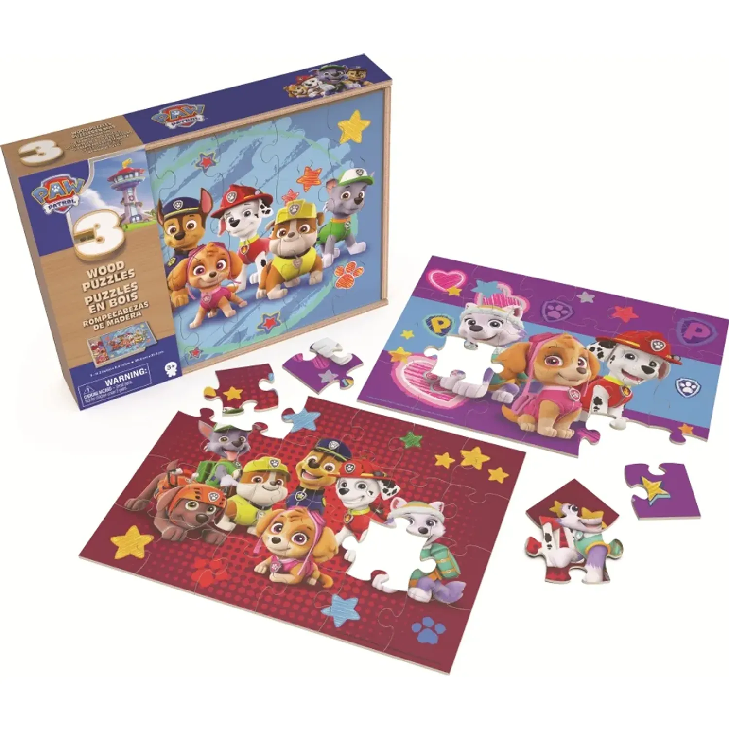 Paw Patrol Pack Paw Patrol X3 Rompecabezas De Madera Juegos De Mesa color multicolor | Platanitos